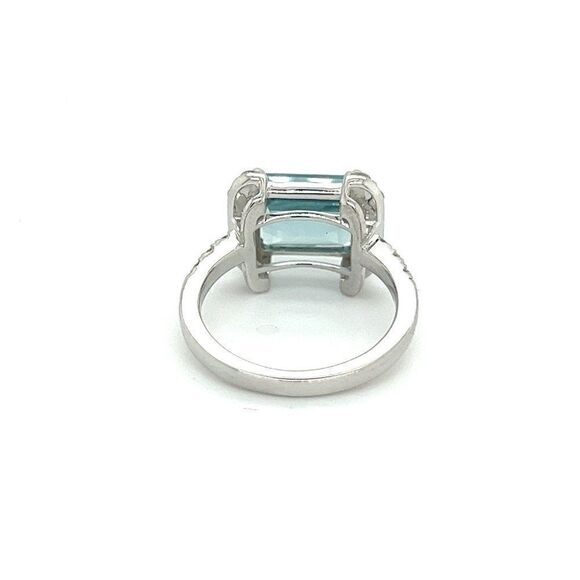 Natural Aquamarine Diamond Ring 6.5 14k Gold 6.09 TCW Certified $4,690 217095 - Picture 7 of 13